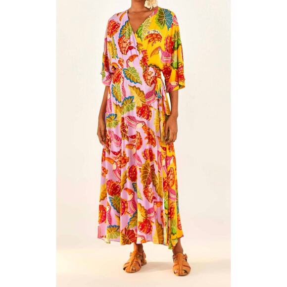 Farm Rio Beaks and Bananas Wrap Dress size M medium - Picture 8 of 8